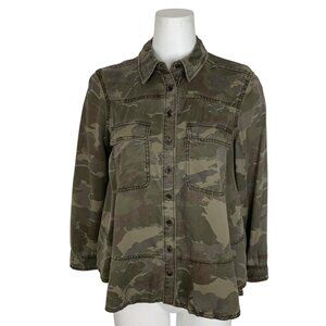 Anthropologie Montana Camo Buttondown Blouse 4P Petite